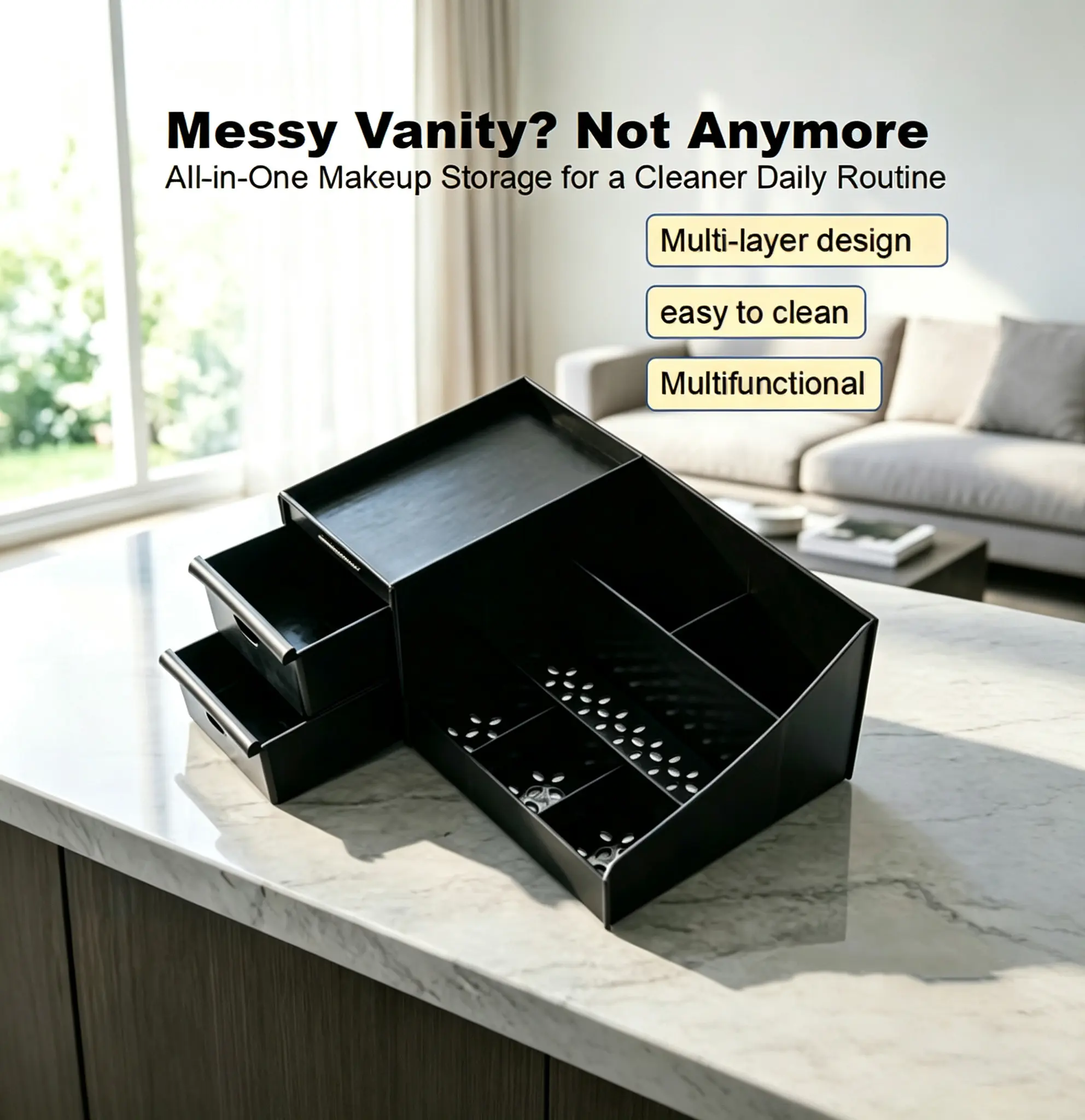 Men's Cologne perfume storage box - cosmetic storage box, bathroom countertop organizer, durable plastic cosmetic storage container, multi-layer cosmetic box with drainage design, multi-functional storage box