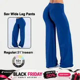 DEEFY Sav Wide Leg Pants High Waisted Flare Yoga Pants Wide Leg Trousers Tummy Control Butt Lifting Leggings Workout Gym Athletic Lounge Pants Women Spandex #BackToSchool