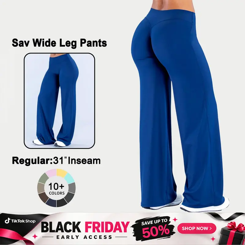 DEEFY Sav Wide Leg Pants High Waisted Flare Yoga Pants Wide Leg Trousers Tummy Control Butt Lifting Leggings Workout Gym Athletic Lounge Pants Women Spandex #BackToSchool