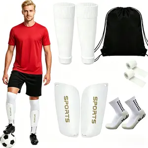 Football ankle support set, a 5-in-1 football training equipment, including anti-slip socks, calf sleeves, ankle straps and storage bag, suitable for both teenage and adult players.