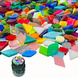 Mosaic Tiles for Crafts, Plastic Flatback Cabochons for Photo Frames Vases, Scrapbooking Preschool Supplies, Gift for Makers, 3 Selections, Pack of 1