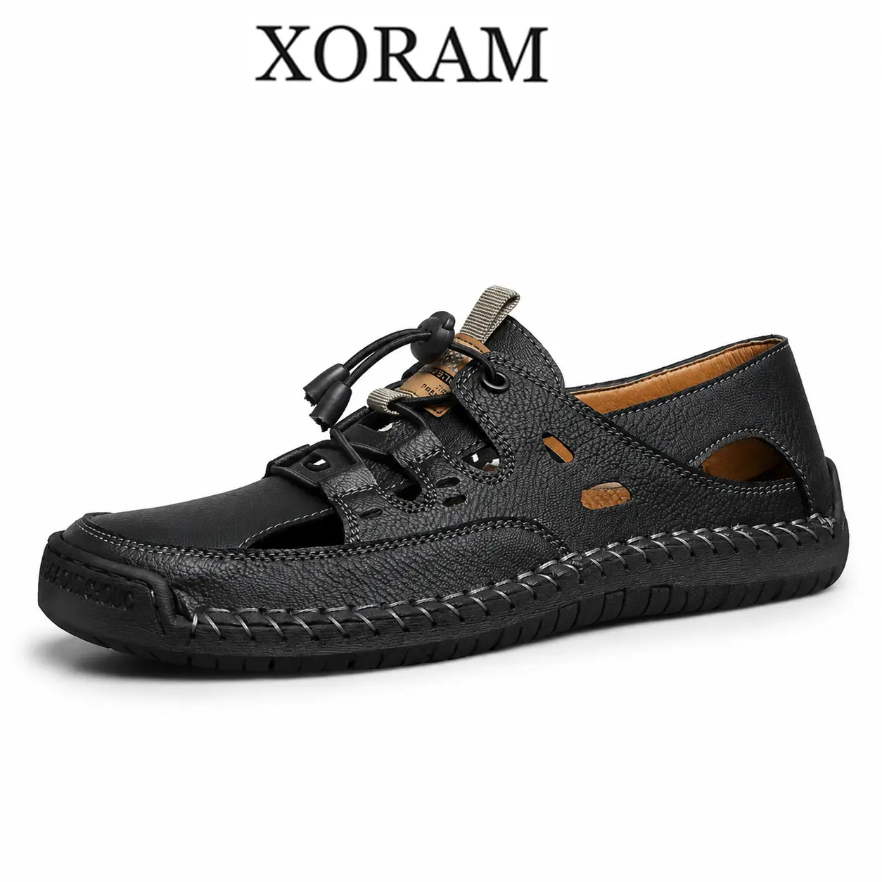 XORAM Men's Handmade Leather Caged Fisherman Sandals - Lightweight, Breathable Summer Outdoor Walking Sandals, Casual Walking Shoes, Outdoor Leisure Footwear, Casual Wear, M6.5/W8, M7-7.5-W8.5-9, Flat Heel