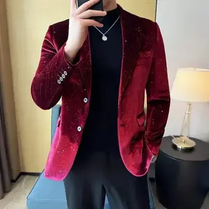 Father's Day Autumn New  Jacket Men's Blazer Business Fashion Hot Stamping Printed Suit Jacket High-quality  Dress Suit