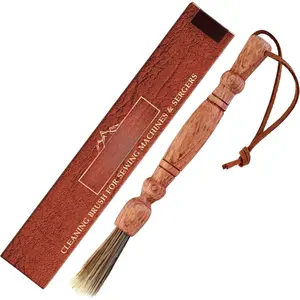 Cleaning Brush for Sewing Machine & Sergers - Sewing Tool, Wooden Lint Brush with a Built-in  Strap. Brushing Lint Out of Sewing Machines.