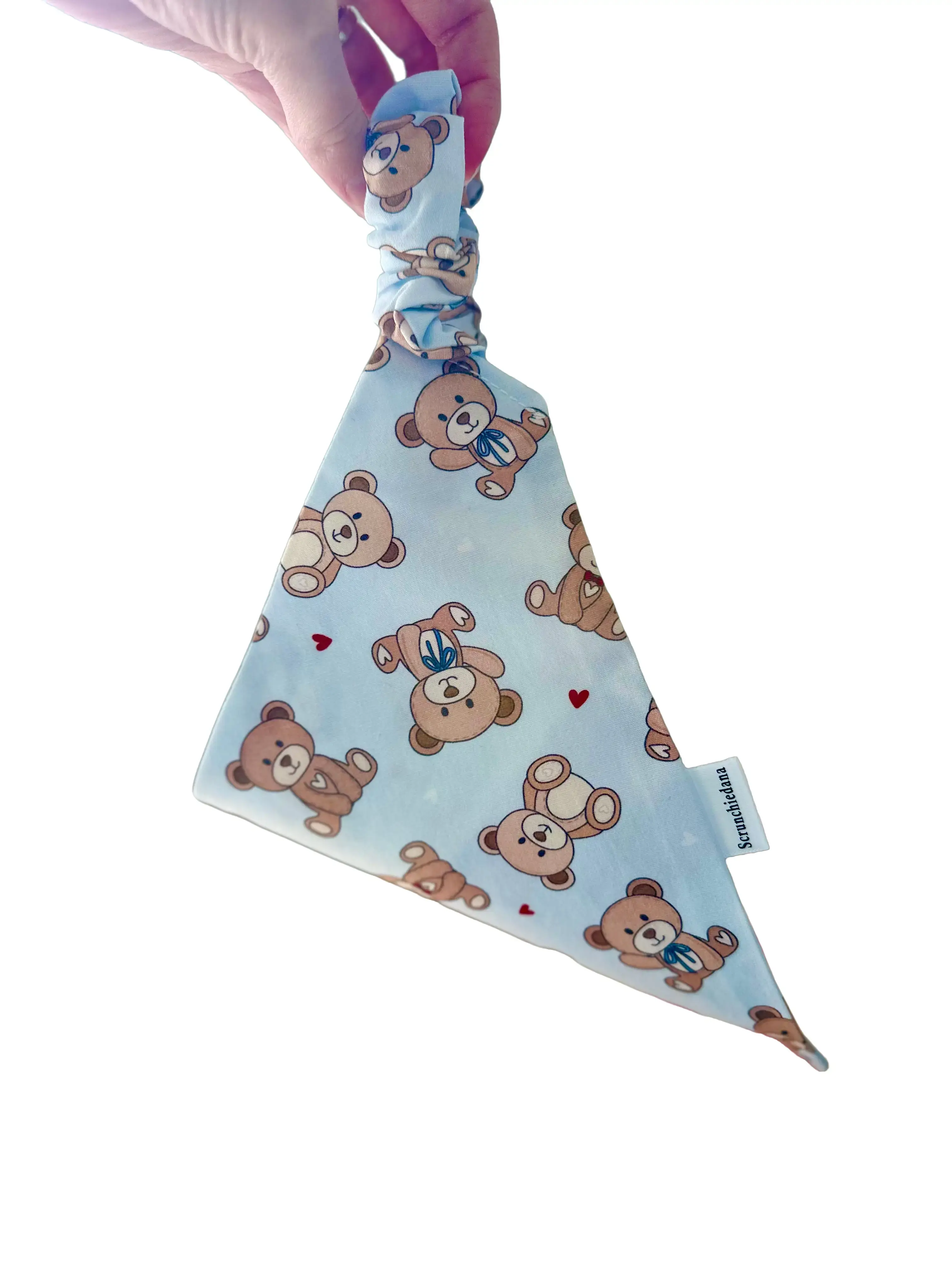 Teddy Bears Dog Scrunchiedana,dog scrunchie, elastic dog bandana, user friendly dog bandana, dog accessory, slip on dog bandana, stretchy, fashionable