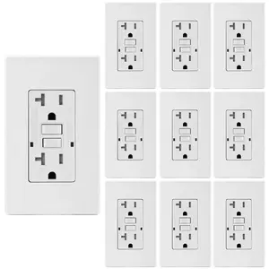 GFCI Outlet, Tamper-Resistant GFI Receptacle with LED , 20Amp 125V Self-Test Ground Fault Circuit Interrupter, Decorator Screwless Wall Plates Included, ETL Listed (10Pack, White)