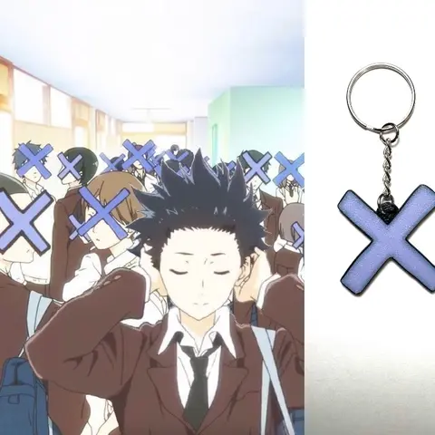 Anime & Manga Character Keychain - Iconic Handcrafted Mini "A Silent Voice" X Symbol, 40mm Lightweight, Storytelling & Connection Themed, Limited Batches, Custom Packaging, Collectible Costume Jewelry, Backpack Accessory