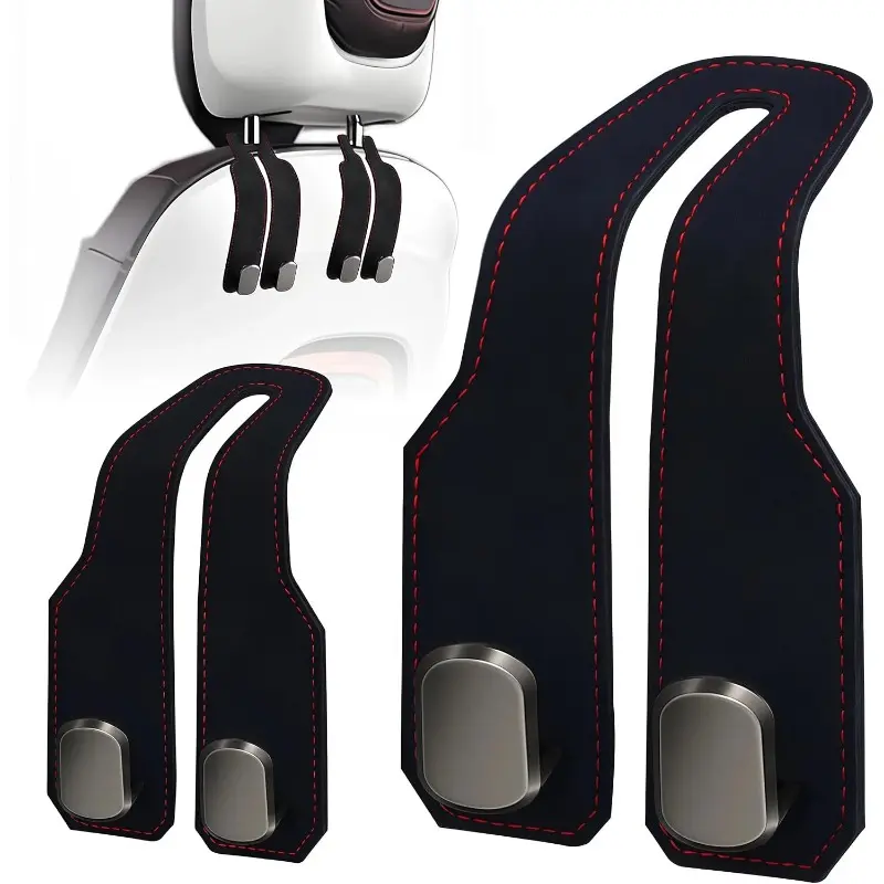 Leather Car Purse Hook Headrest Holder, 2-Pack Black Bike Pack Accessory for Outdoor Cycling Leisure