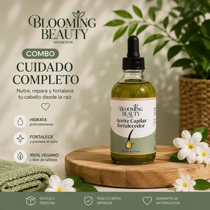 Blooming Beauty Aceite Capilar Fortalecedor Orgánico para Hidratación de Cabello 4oz- Nutritive Oil for Healthy Hair