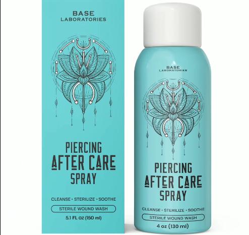 Base Laboratories Piercing Aftercare  Kit - 4oz Sea Salt Spray & 0.5oz  Bump Oil - Soothing & Shrink Keloids  - All-Natural Piercing Care Solution
