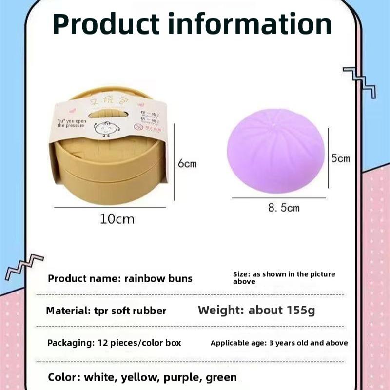 Simulated baozi stress-relief squishy (with steamer), stretchable stress ball, soothing fingertip toy for adults and children, soft squeeze stress clay, Easter gift