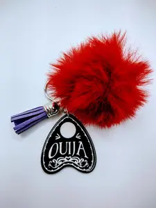 Ouija Board planchette Keychain with fur and tassel charm