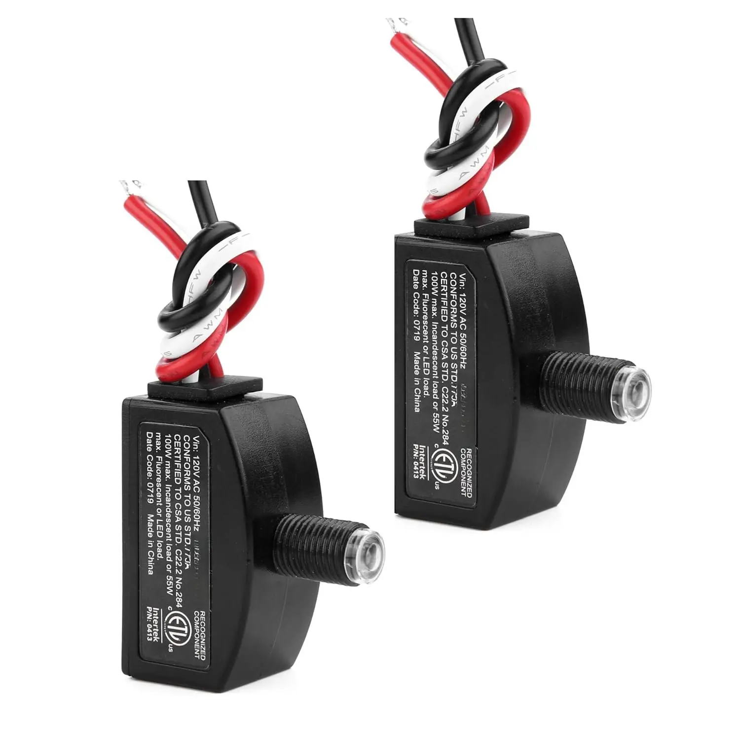 120V AC  Photocell Light Sensor, Outdoor Hard-Wired  Eye Light Control with Photoelectric , Auto /Off, ETL Listed, 2 Pack
