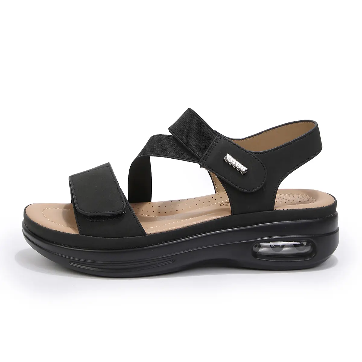 Women's Sandals, Comfortable Open Toe Wedges with Air Cushion and Ankle Strap, Summer Casual Walking Shoes for Women, Casual Beach Sandals, Platform Sandals