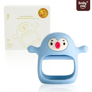 Smily Mia Penguin 3-in-1 Teething Toy – No Drop Teether Mitten & Pacifier for Infants 0-6 Months, Soft Chewable, FDA Certified, Food Grade Silicone Teether, Safe Anti-Choking Design,Teething Pain Relief, Fidget Baby Sensory Toy