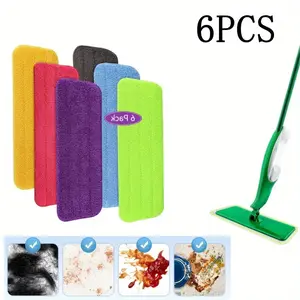 6 Pack 5.25*16in Spray Mop Refills Compatible for Freedom Spray Mop, Reusable & Washable Microfiber Floor Cleaning Mop Pads for Spray Mop Hand Set