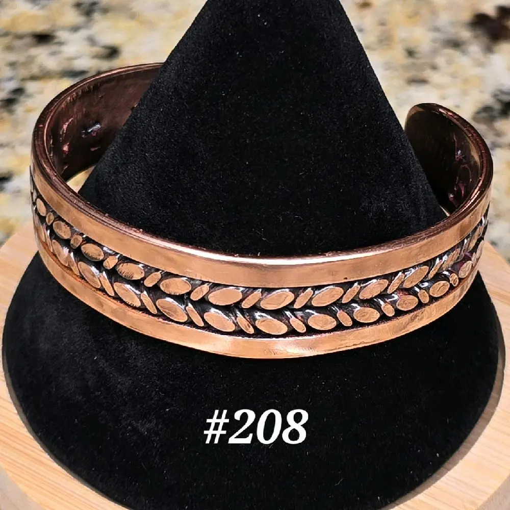 #208 Pure Copper 6" x 5/8" Cuff Bracelet Handmade Artisan Jewelry Unisex Gift Ready Hand-Woven with Natural Patina Everyday Wear Open Cuff Design