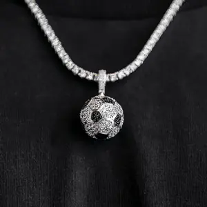 Iced Soccer Pendant, 18k Gold Plated, Life Guarantee - Perfect Gift(Chain Not Included)