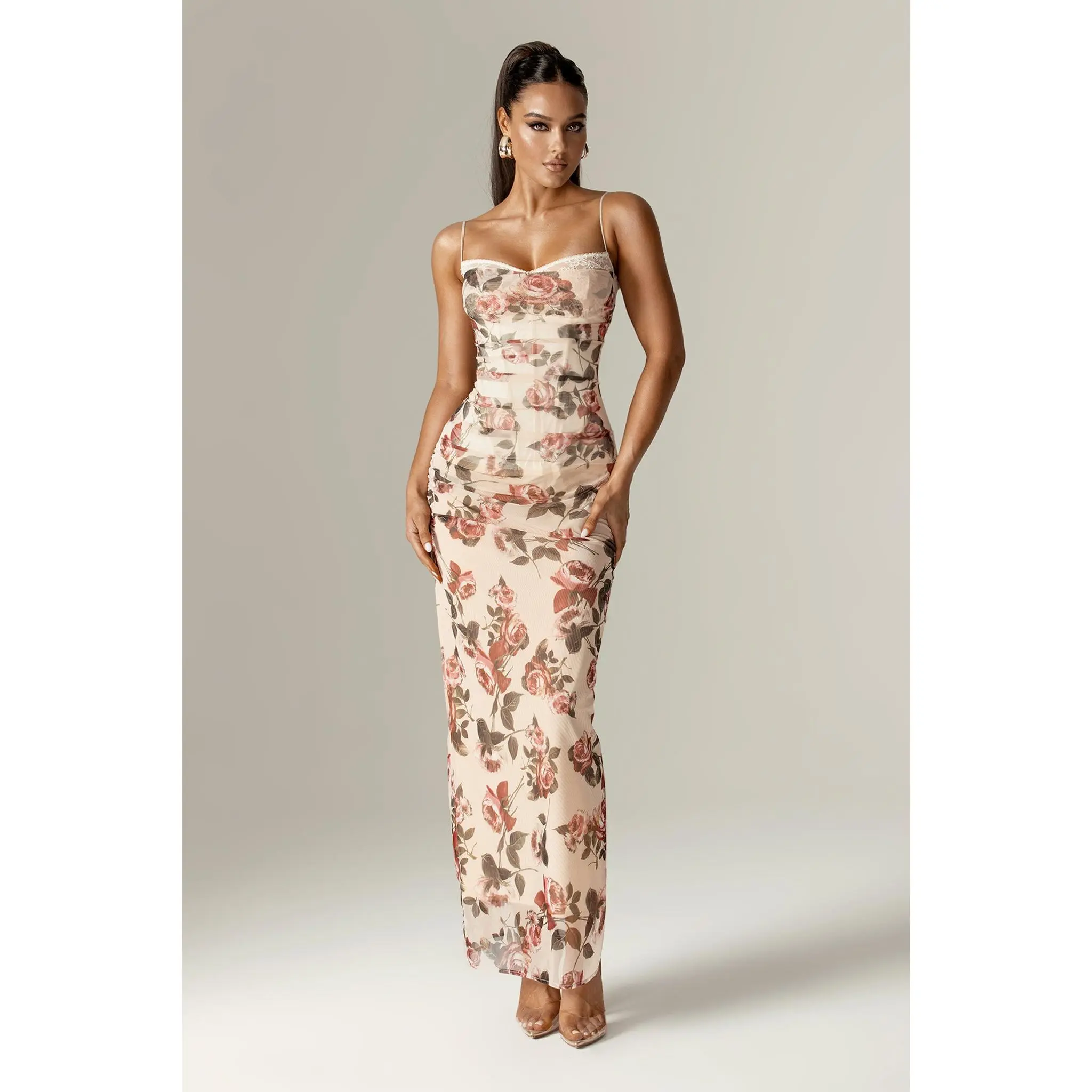 Evita Italian Rose Print Corset Maxi Dress - Rose Print | Sleeveless Bodycon Dress with Adjustable Straps, Evita Italian Rose Print Corset Maxi Dress - Rose Print | Sleeveless Bodycon Dress with Adjustable Straps,