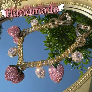Handmade Rhinestone Strawberry Bag Chain  Bling it up