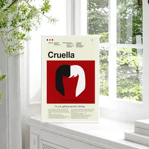 Cruella Black and White Hair Poster, Vintage Poster, Retro Poster, Midcentury Art, Mid-Century Modern Halloween Poster