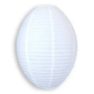 Jumbo White Kawaii Unique Oval Egg Shaped Paper Lantern, 24-inch x 36-inch