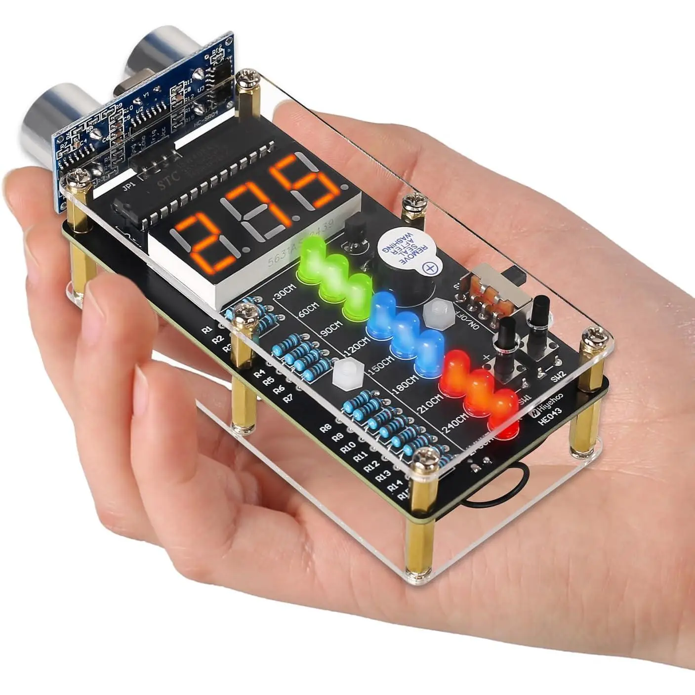 Ranging  DIY Kit, HC-SR04  Distance Measurer Soldering Practice Kit with LED Lights, STEM Soldering  Projects for School Learning