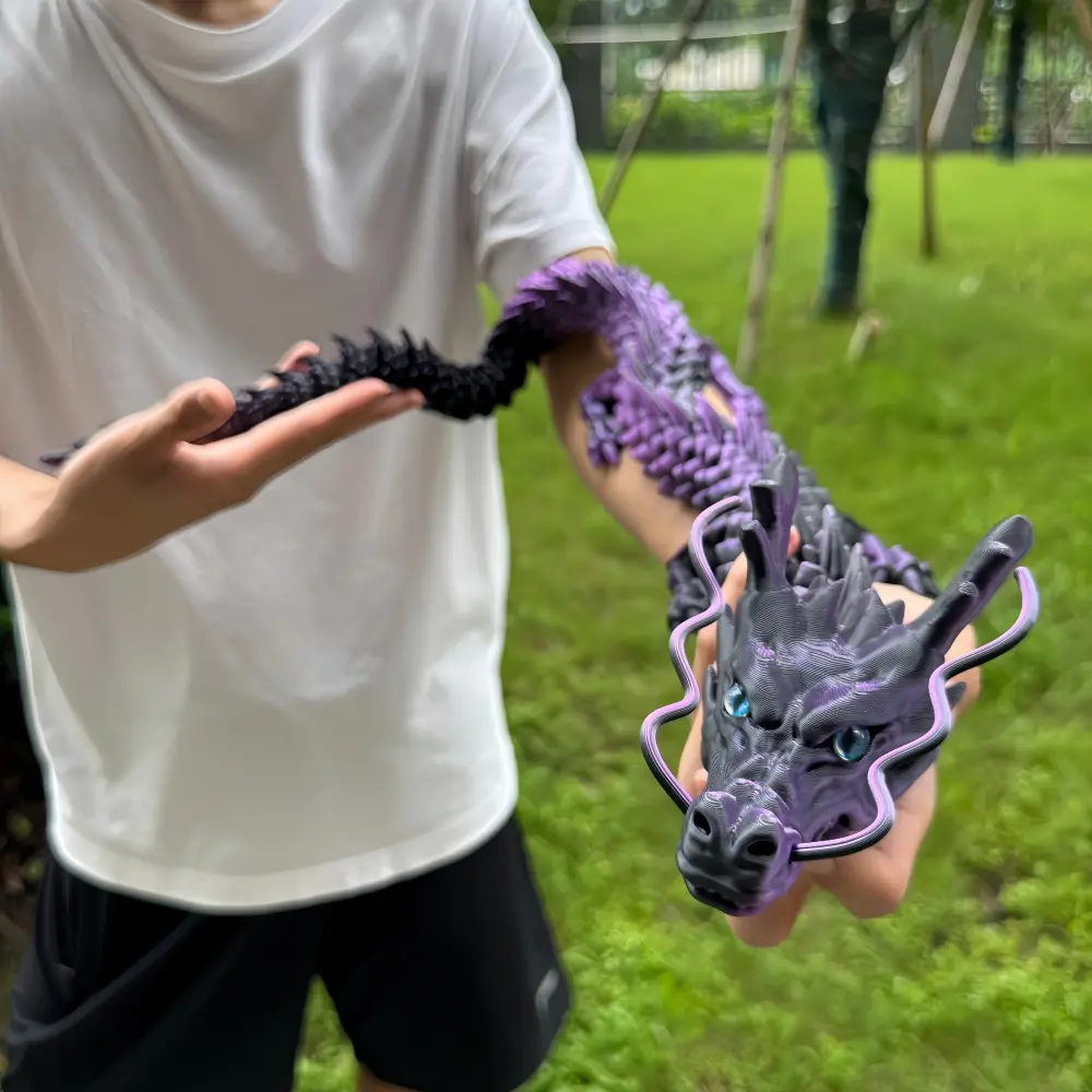 Purple Dragon Statue, 35.43 In Home Decor Collectible, Detailed 3D Print Art Piece for Home Supplies Display, 3D Printed, Glam, Display Standout