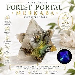 NOIR VAULT LISTING Guardian Series Forest Portal Merkaba Dendritic Agate with UV Response Subtle Druzy Textures One of One Collectible Piece crystals for Crystal Home energy crystal energy protection mineral collection