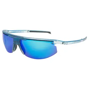 POPTICALS, POPSTAR, Polarized Sunglasses, Gloss Blue/Clear Crystal Frame, Gray Lens, Blue Mirror, Small Fit