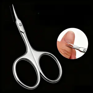 Ultra Fine Silvery Manicure Scissors Stainless Steel Arc Manicure Scissors Cuticle Scissors Ultra Fine Arc Knife