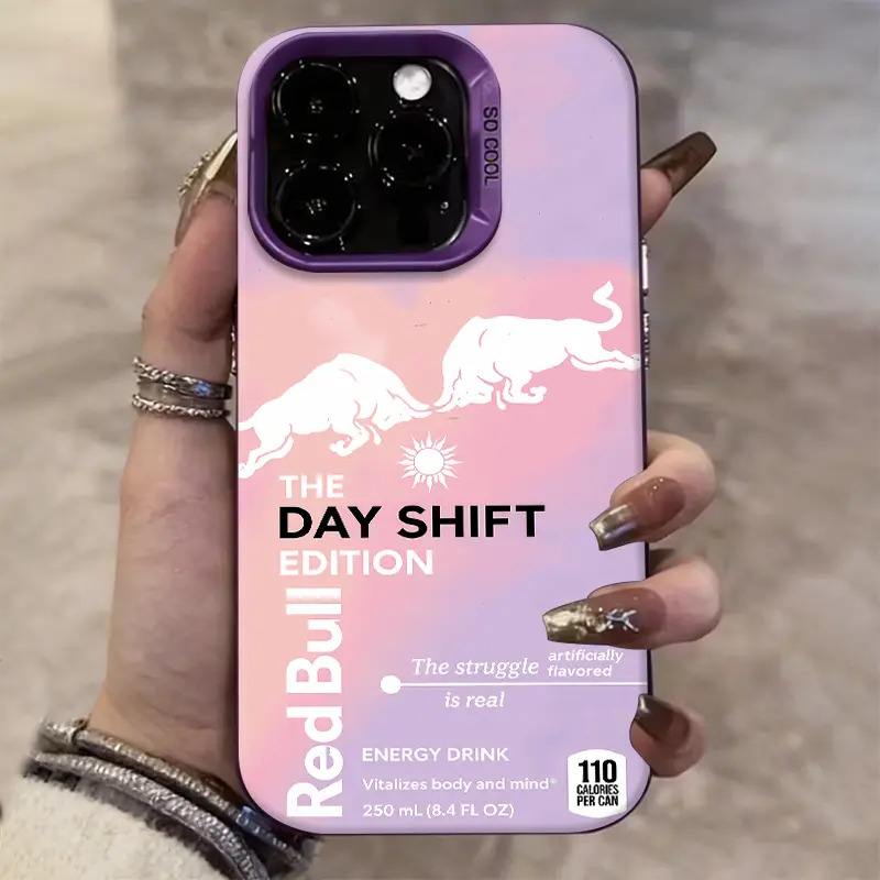 Red Bull typography Phone Case for Smartphone, Handheld Devices - Water Resistant, Shockproof, Anti-Drop, Durable with Camera Protection for iPhone 17 Air,16 Pro Max,15,14 Plus,13,12,11,XR,XS Mobile Accessories Cover