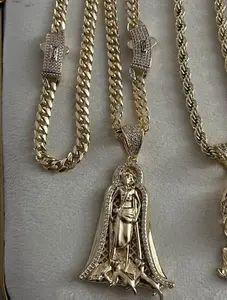 14k Chain Bracelet and Pendant Set Gold Bonded with Intricate Design and Elegant Chain Style