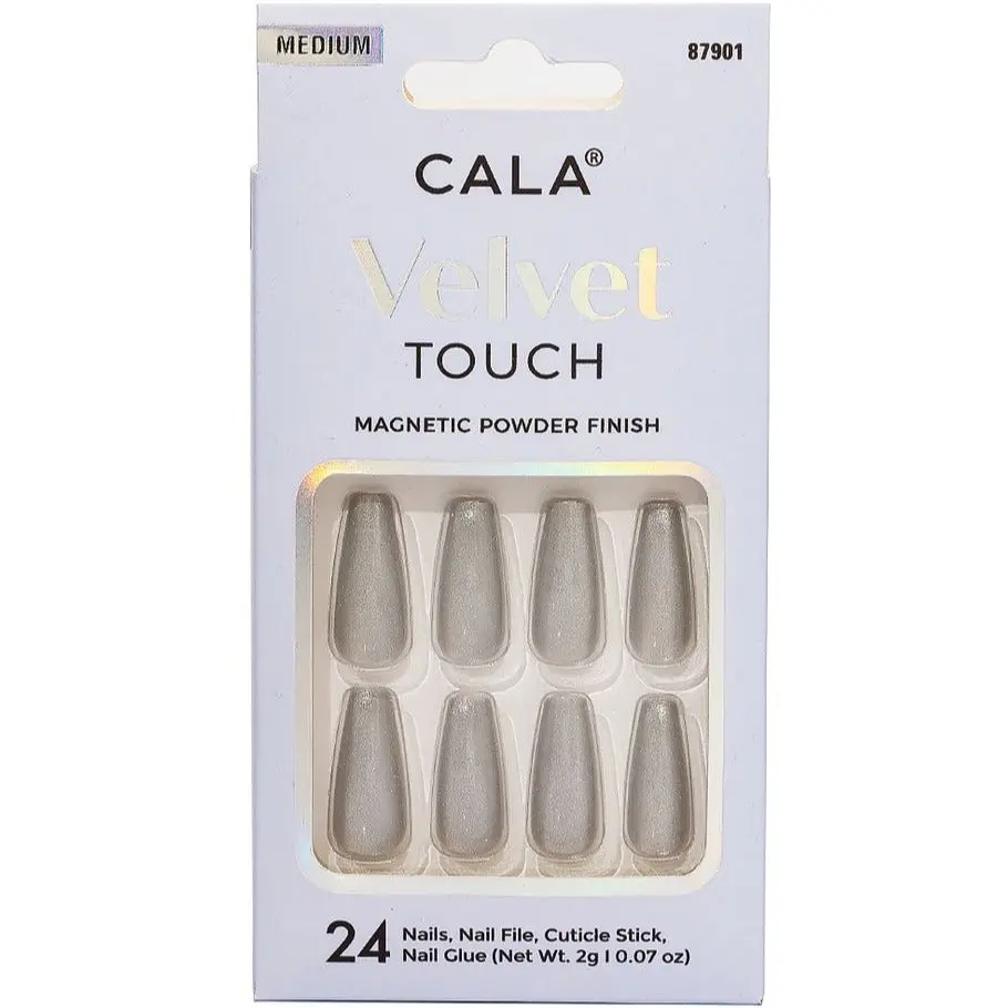 CALA Velvet Touch | Coffin Grey Cateye Press On Nails