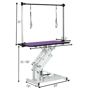 42.5" Hydraulic Pet Grooming Table, Purple
