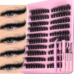 Lash Cluster Extension Kit, 80D Lashes, Dense Style, Includes Glue, Tweezers, Brush, DIY Salon Look at Home, Christmas Eyelash Gift, Diy Eyelash Extensions