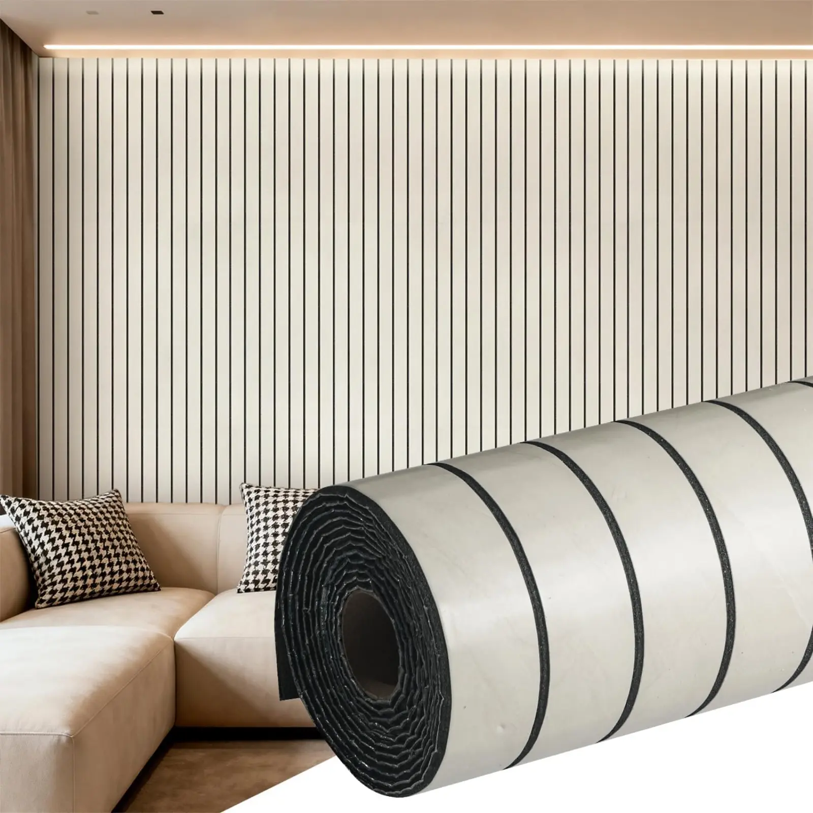 Self-adhesive PVC wood slat wall panels, 3D faux wood grain peel-and-stick wallpaper, 15.75" x 118", thickened slat wall covering with adhesive backing for accent walls, ceilings, bedrooms, bathrooms & kitchens