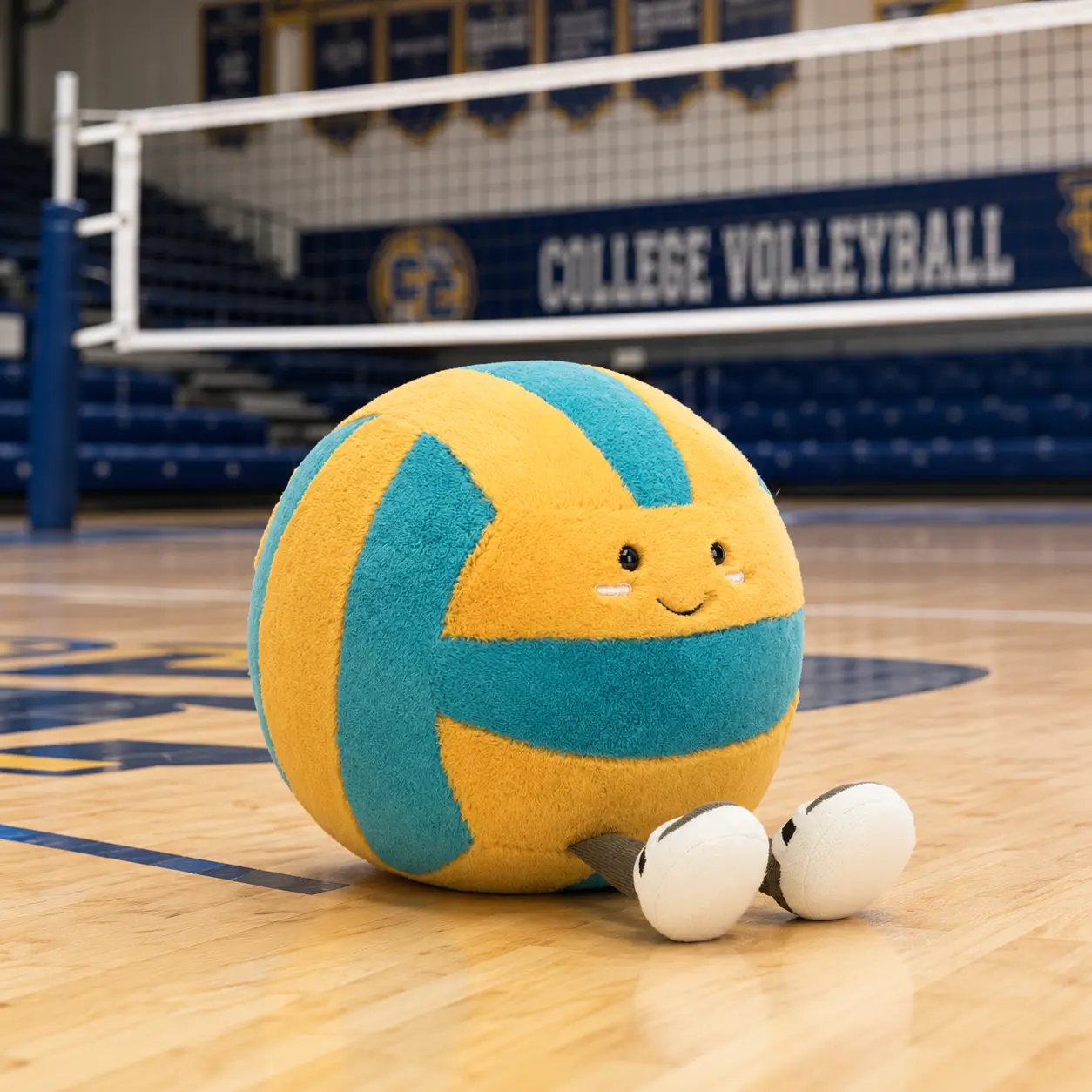 Jellycat Volleyball Plush – Cute Yellow & Blue Soft Sports Stuffed Toy, Volleyball Gift for Kids, Teens & Sports Lovers