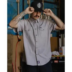 WorkForce Short Sleeve Work Shirt - White & Brown