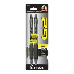 Pilot G2 Premium Gel Pens, Black Pens, Bold Point 1 mm, 2 Black