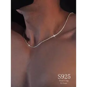 925 Sterling Silver Chain Necklace, High End Necklace, Fashion Jewelry for Party, Daily Clothing Decor, Trendy All-match & Exquisite Jewelry for Birthday Gift