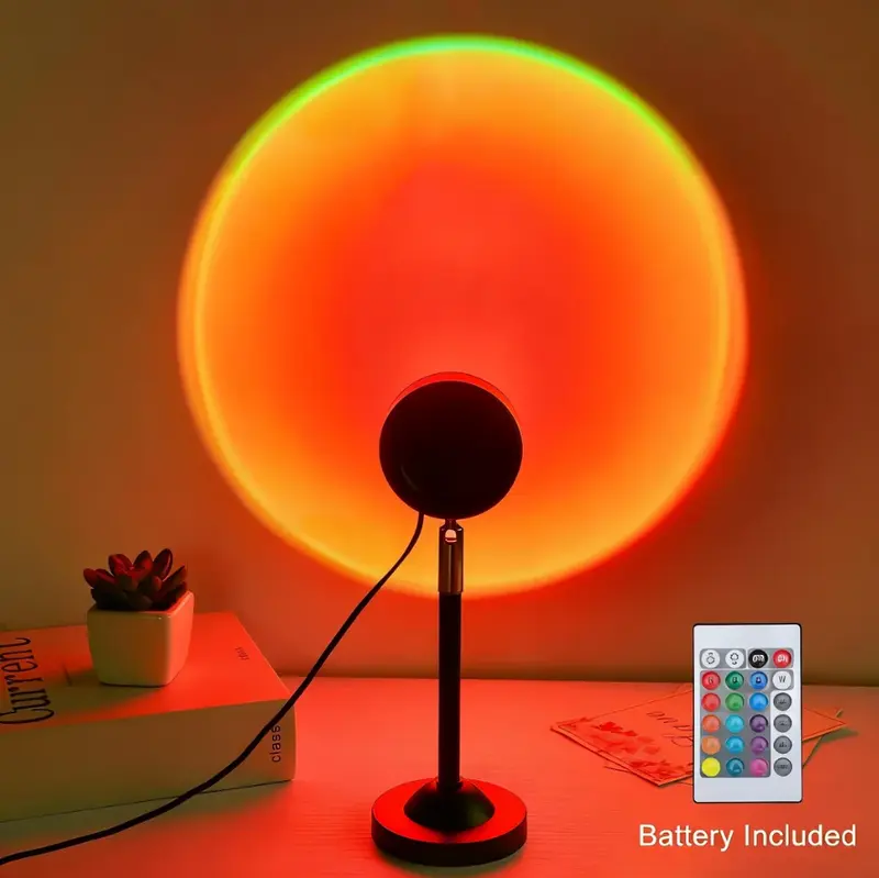 Fall Sunset Lamp Projector Light 180° Adjustable Sunset Mood Lamp, 4 Modes, Remote Control RGB Ambient Night Light for Bedroom, Gaming Room, Live Streaming Photography & Parties Home Wall Decor Party Live Streaming Christmas Gift