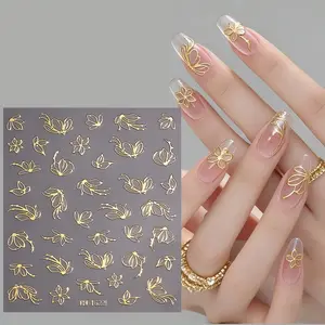 Fashion Nail Art Stickers, Hollow Flower Design Nails Decals, Elegant Manicure Accessories for Women & Girls, Perfect Gift Idea