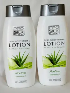 Pro Silk Body Daily Moisturizing Lotion – No Dyes • No Parabens • Twin Pack (2 × 20 fl oz) (Aloe Vera) with Vitamin E