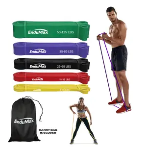 Resistance Bands, 5 Pull Up Bands, premium  Latex Exercise Bands, 5 Resistance Levels Light to Heavy, Durable Non-Slip Workout Bands for Fitness, Strength Training, Yoga, Pilates, Physical Therapy, Stretching,  Abdominal  Core Ab Roller