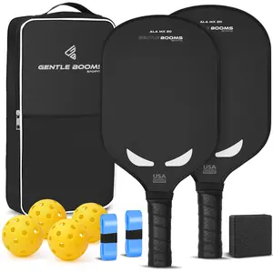 GentleBooms Sports USAPA Approved Aluminum Pickleball Set with 2 Paddles, 4 Balls, Eraser, Grip Tapes & Carry Bag