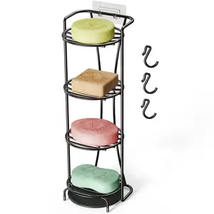 NiHome 4-Tier Soap Holder with Efficient Drainage, Bar Soap Holder for Shower, Shampoo Bar Holder, Shower Soap Holder with Durable Rust-Free Finish