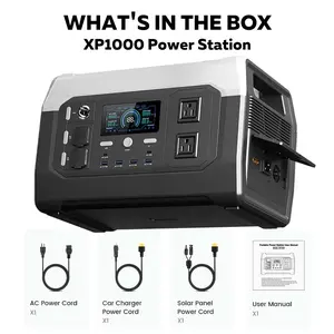 CTOLITY XP1000 1600W Emergency Power Supply 1024Wh Portable Power Station LiFePO4 Battery for phone 1.2H Fast Charge 110V AC 100W USB-C Output Solar Generator Powerbank Home Backup Camping Travel RVs Emergencies Durable Lights Phone Chargeable Smartphone