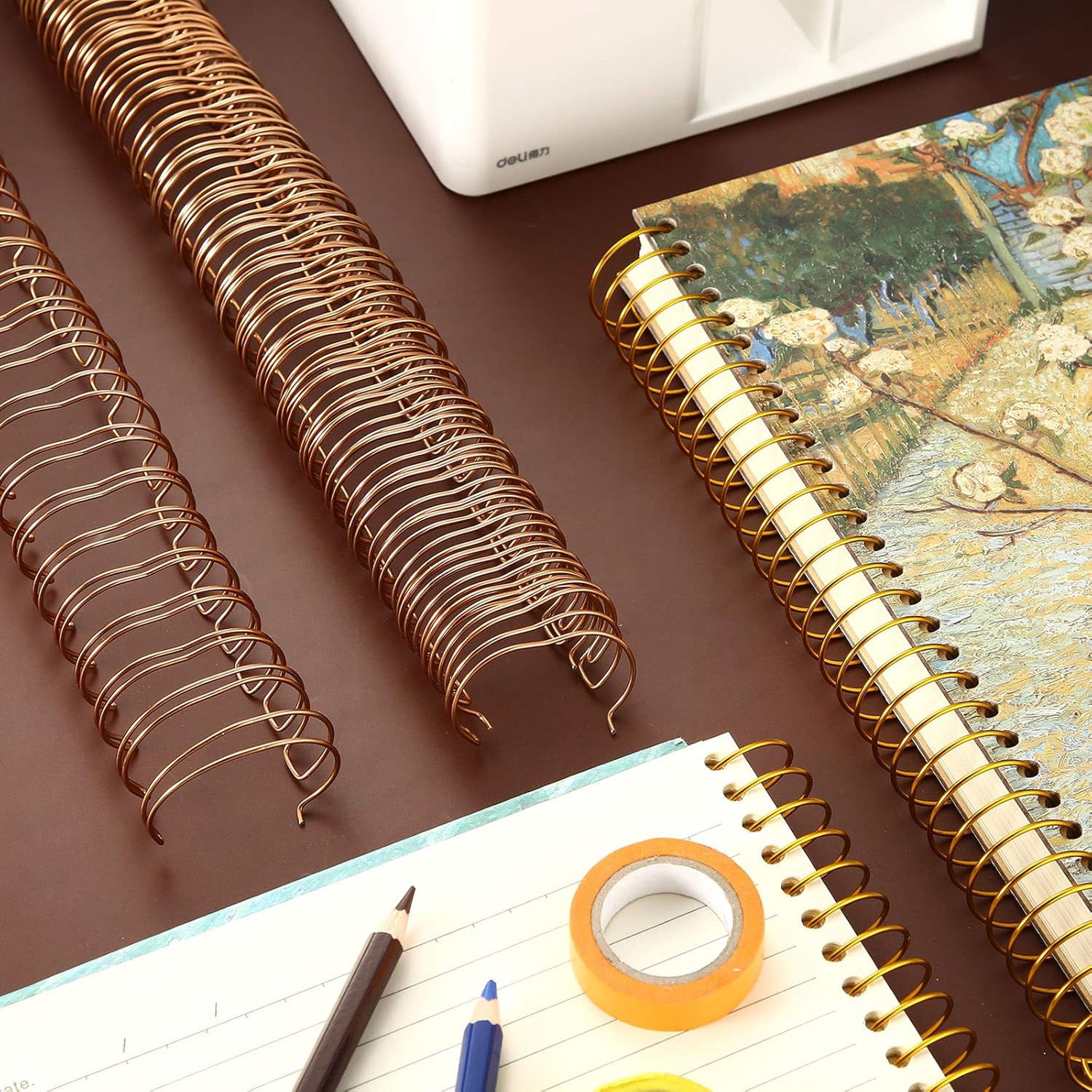 6 count Binding Wire  Loop Spines Double Loop Binding Wire 1 Inch Cinch Diameter 23 Holes for Teacher Student Document Notebook Making(Rose )