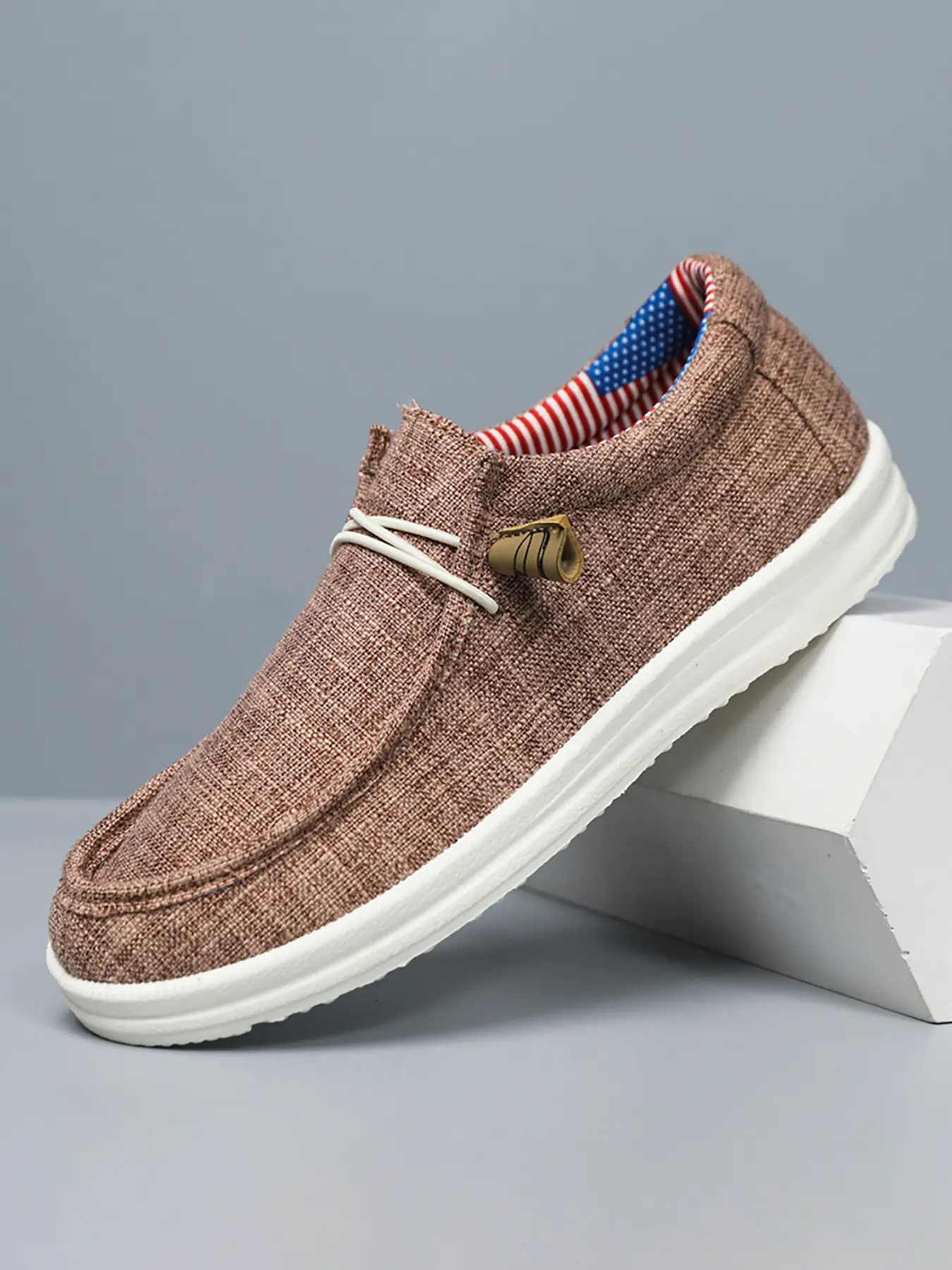 Men's Casual Solid Color Slip-on Loafers, Slip On Style, Breathable Lightweight Flat Shoes, Outdoor Walking and Driving, All Seasons